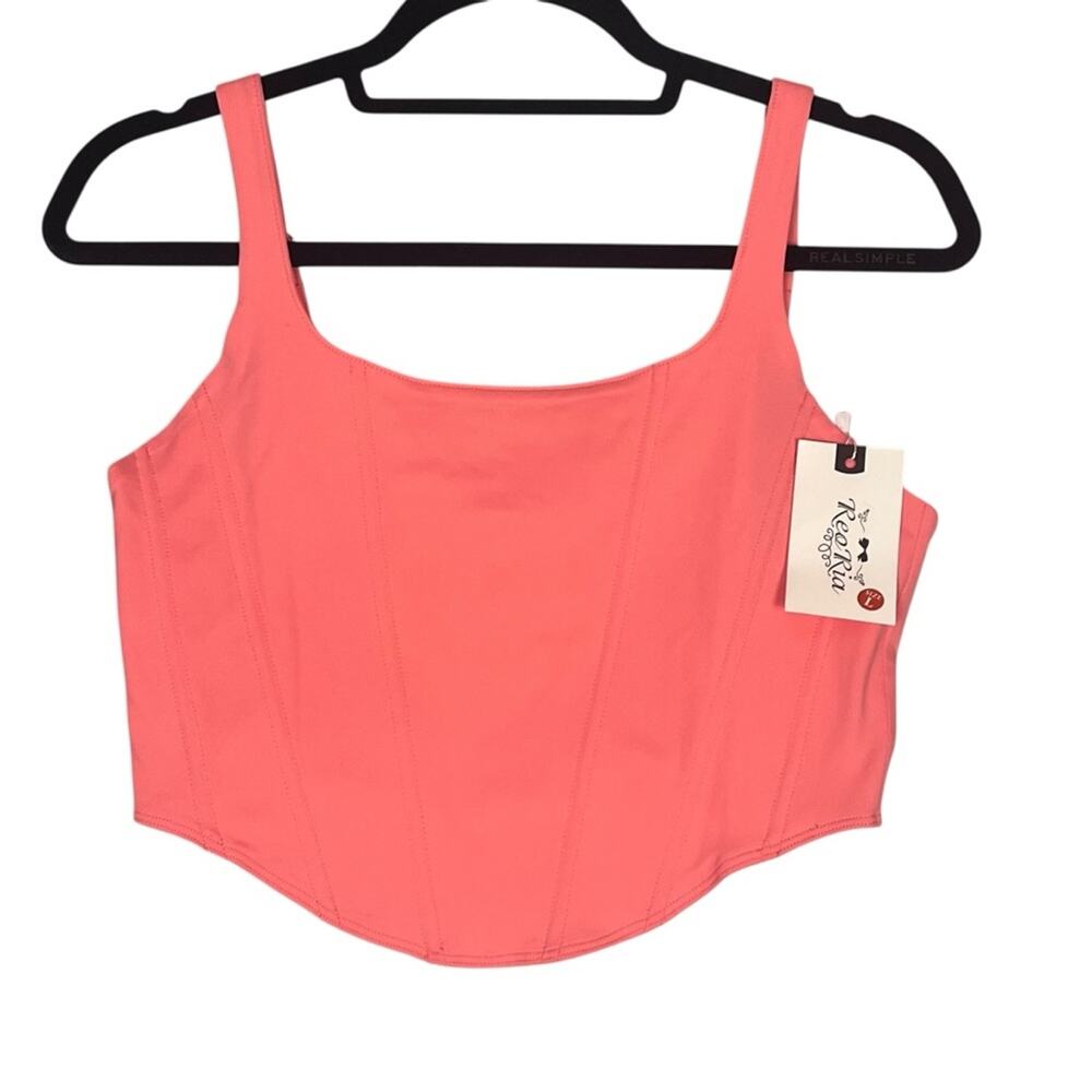 New Reoria Stretchy Salmon Pink Bustier Womens Large Zip Back Scoop Neck NWT
